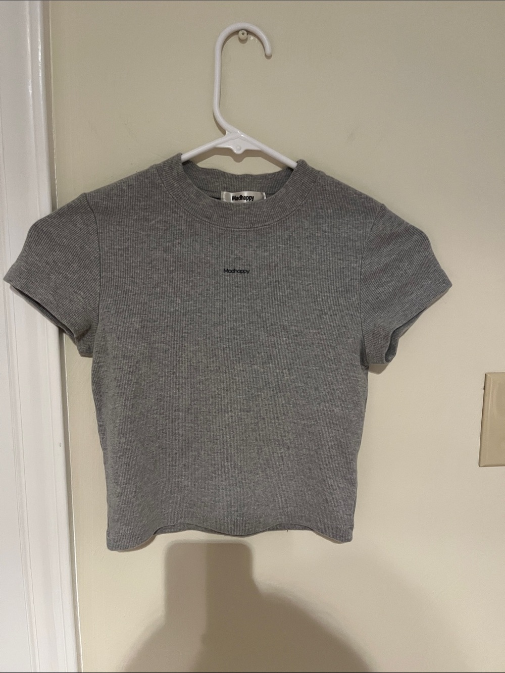 Madhappy Heather Gray Ribbed Baby Tee